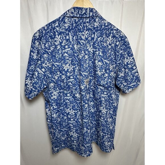 Columbia PFG Size L Mens Button Up Short Sleeve UPF 40 Omni Shade Shirt - Picture 2 of 11